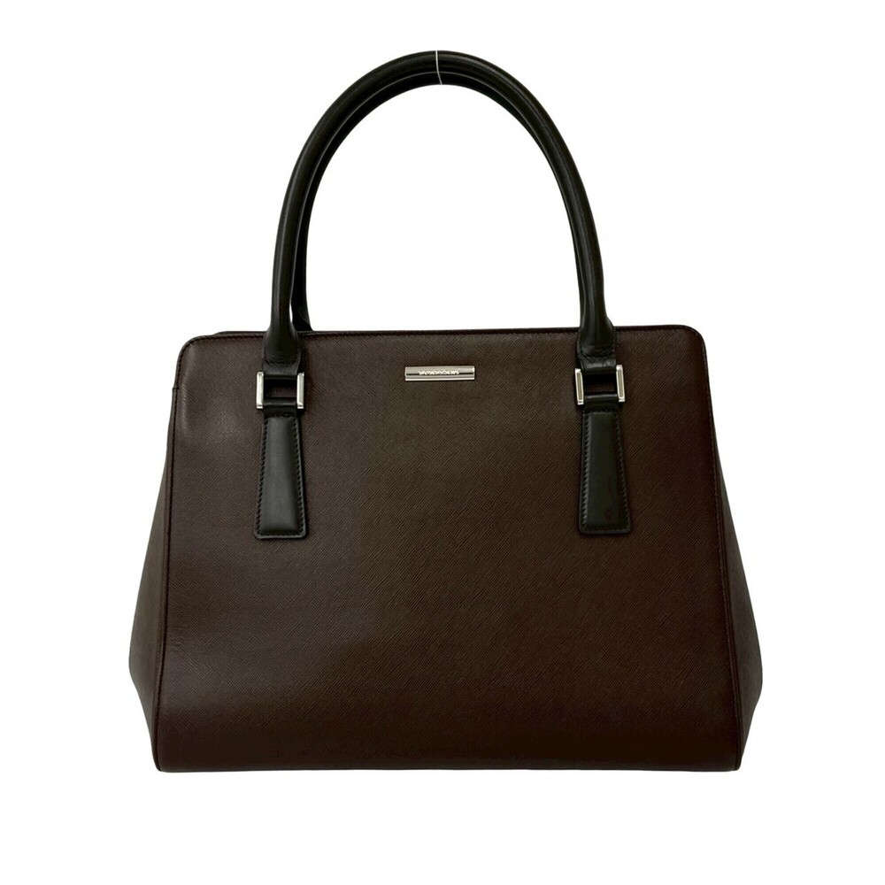 BURBERRY Nova Check Pattern Leather Mini Tote Bag with Logo Hardware, Dark Br...